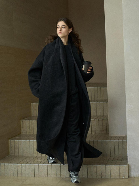 Halo Shawl-Collar Double-Faced Wool Coat